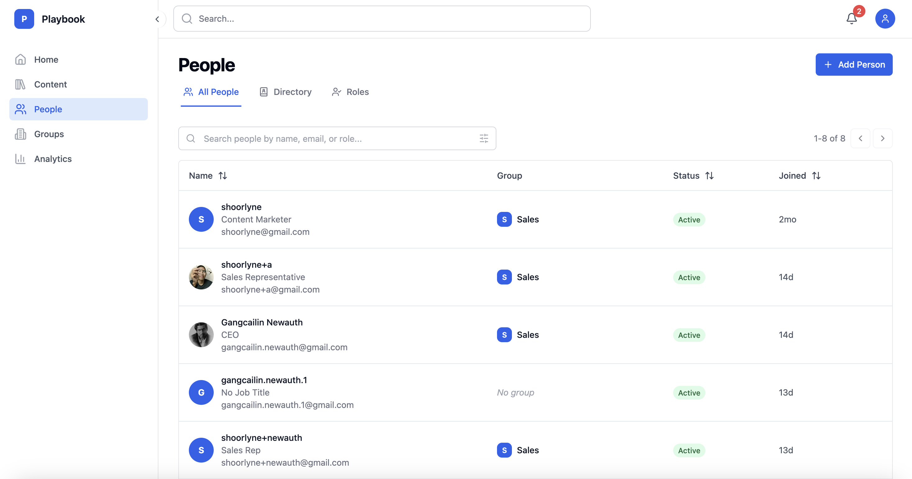 Screenshot of Team Collaboration feature